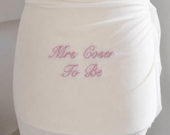 Embroidered Sarong | Bride to Be Sarong | Bride Beach Cover Up | Custom Sarong with Personalised Embroidery for Hen Party or Honeymoon