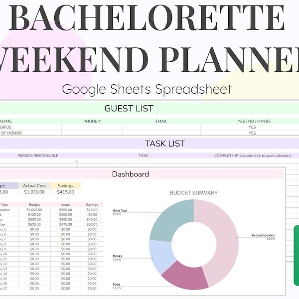 Einfacher Bachelorette Wochenendplaner