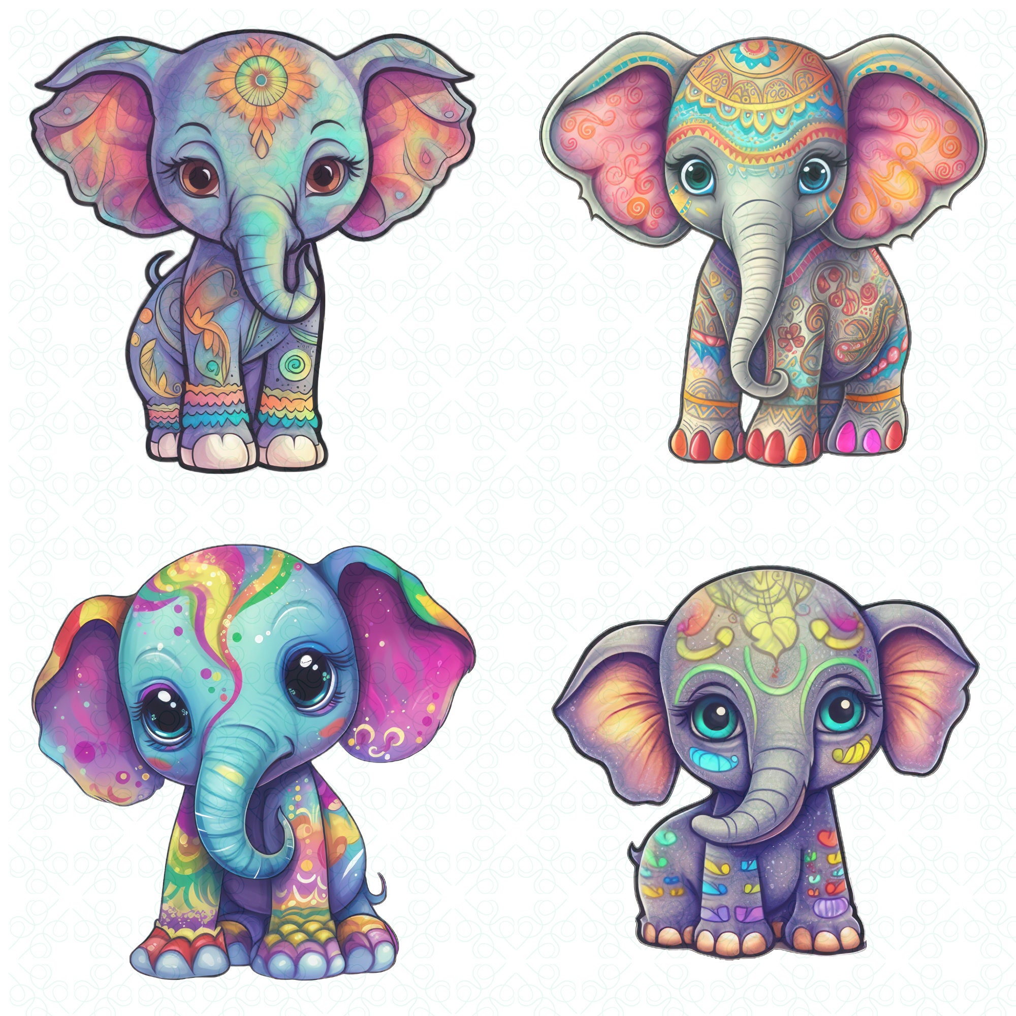 Baby Elephant Safari Animal Bundle Cute Baby EDM Clip Art Cute Elephant ...