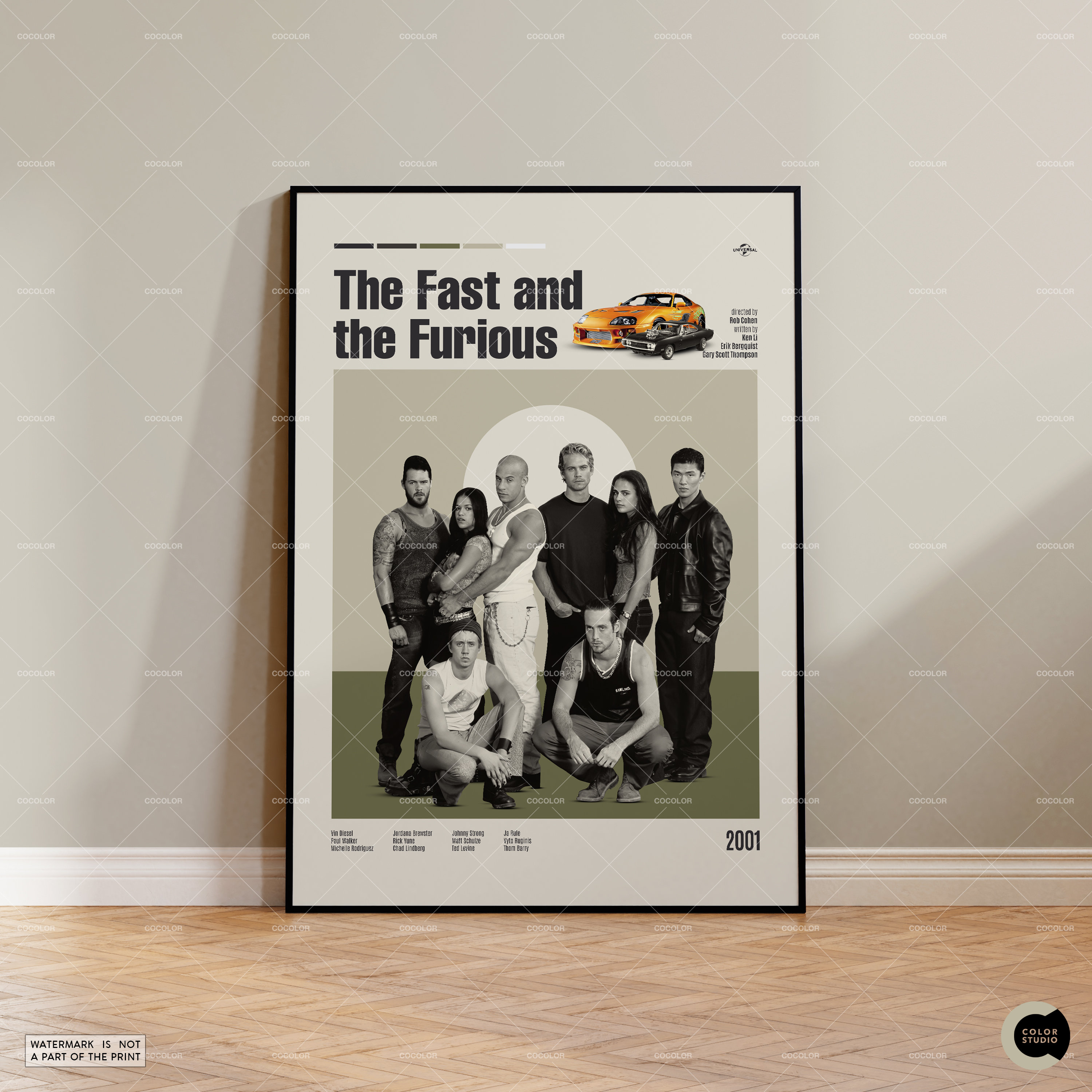 Fast and the Furious Inspired Car Poster Handmade Print of Best Cars 