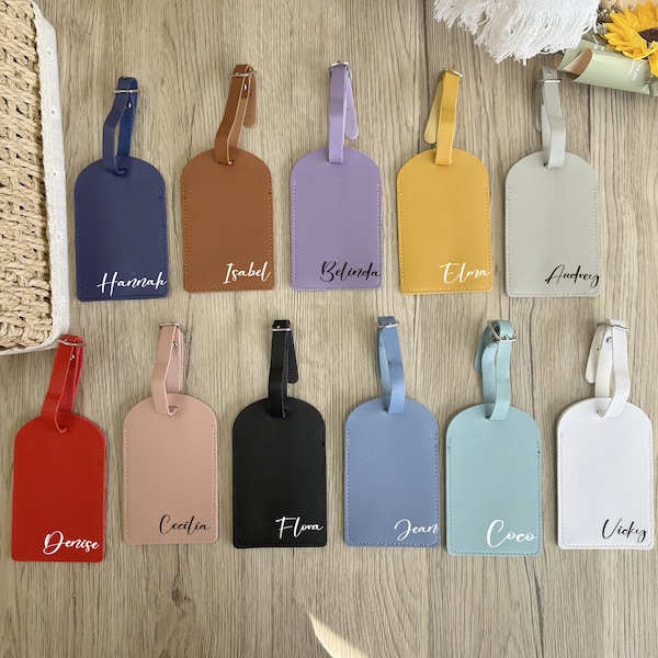 Luggage tags personalized, Leather luggage tags, luggage tag favor, luggage tags wedding, wedding favors, belt pin attachment tag