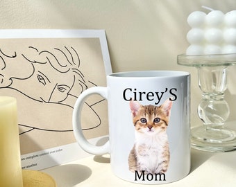 Mug maman chat, Mug à café chat personnalisé avec photo de chat personnalisée, Mug photo chat, Mug maman chat, Mug photo animal de compagnie, Mug visage de chat