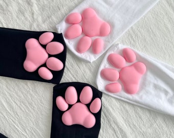 Chaussettes de chat, patte de chat, filles de cosplay de chat, chaussettes hautes en coton, bas de chat, chaussettes kawai, collants 3D en silicone, chaussettes griffes de chats, cadeaux spéciaux