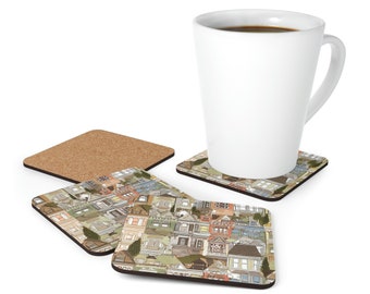 San Francisco Victorian Corkwood Coaster Set