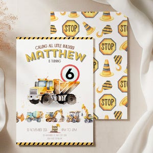 Construction Birthday Invitation: Dump Truck Party, Editable Template (Digital Download)
