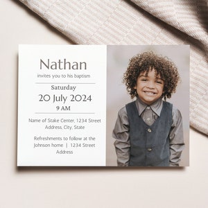 Nathan | LDS Taufeinladungsvorlage - Sofortiger Download - Bearbeitbare Taufeinladen - Geschlechtsneutral - In CANVA bearbeiten - DRUCKBAR