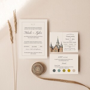 Plantillas de la suite de bodas SUD–Descarga instantánea–Paquete de bodas editable– Inserto de sellado del templo del centro de la ciudad de Provo Utah –Editar en CANVA–IMPRIMIBLE