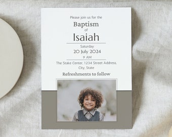 Isaiah | LDS Baptism Invitation Template – Instant Download – Editable Baptism Invite – Gender Neutral – Edit in CANVA – PRINTABLE