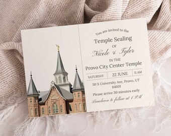 HLT Siegelkartenvorlage – Sofortiger Download – Bearbeitbare Hochzeitseinladung – Provo City Center Utah Temple Siegeleinlage – In CANVA bearbeiten – PRINTABLE