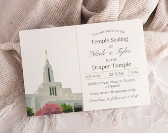 HLT Siegelkartenvorlage – Sofortiger Download – Editierbare Hochzeitseinladung – Draper Utah Temple Siegeleinsatz – In CANVA bearbeiten – DRUCKBAR