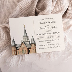 Plantilla de tarjeta de sellado SUD–Descarga instantánea–Invitación de boda editable–Inserto de sellado del templo del centro de la ciudad de Provo Utah–Editar en CANVA–IMPRIMIBLE