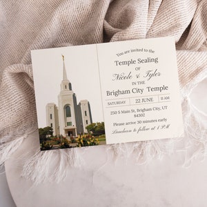 Plantilla de tarjeta de sellado SUD–Descarga instantánea–Invitación de boda editable – Inserto de sellado del templo de Brigham City Utah – Editar en CANVA – IMPRIMIBLE