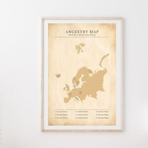 Ancestry Map Poster Template | Vintage Europe Map | Wall Art | Ancestry DNA Chart | Beginner Friendly | Instant Download | Editable in CANVA