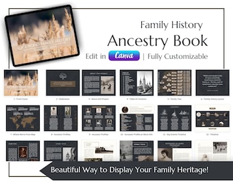 Ancestry Book Template | Genealogy Gift – Instant Download – Family History Book – Beginner Friendly – Editable in CANVA – PRINTABLE