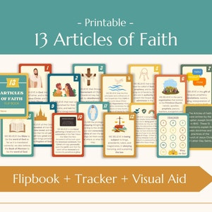 13 Artículos de Fe Flipbook / Primaria 2025 - Ayuda visual para memorizar - Tarjetas de los Artículos de Fe con rastreador - Descarga instantánea - IMPRIMIBLE