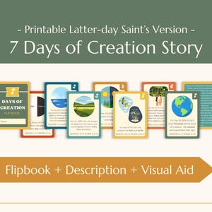 LIBRO FOTOS DE LOS 7 DÍAS DE LA CREACIÓN / Primaria – Ayuda visual – Tarjetas de la historia de la creación para la Iglesia de Jesucristo – Descarga instantánea – IMPRIMIBLE