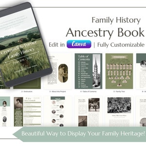 Ancestry Book Template | Genealogy Gift – Instant Download – Family History Book – Beginner Friendly – Editable in CANVA – PRINTABLE
