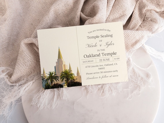 LDS Sealing Card Template –Instant Download– Editable Wedding Invitation – Oakland California Temple Sealing Insert –Edit in CANVA–PRINTABLE