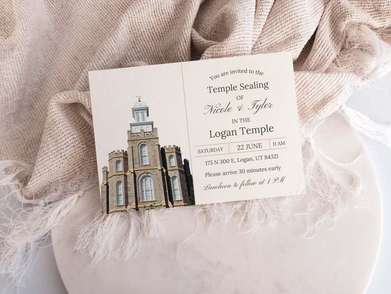 LDS Sealing Card Template Instant Download Editable Wedding Invitation Logan Utah Temple Sealing