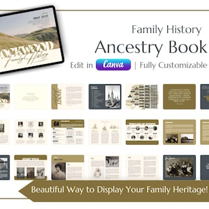 Modern Ancestry Book Template | Genealogy Gift – Instant Download – Family History Book – Beginner Friendly – Editable in CANVA – PRINTABLE