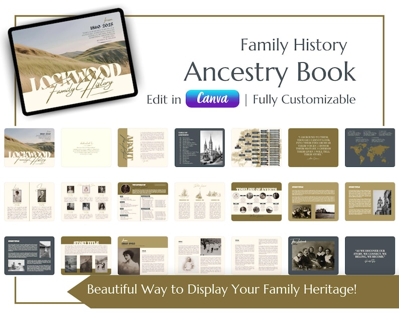 Modern Ancestry Book Template | Genealogy Gift – Instant Download ...