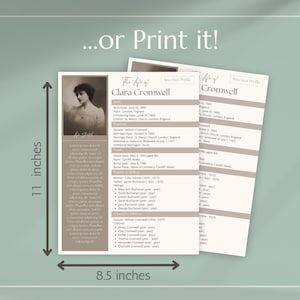 Ancestor Profile Page Template | Ancestor Summary – Genealogy Binder ...