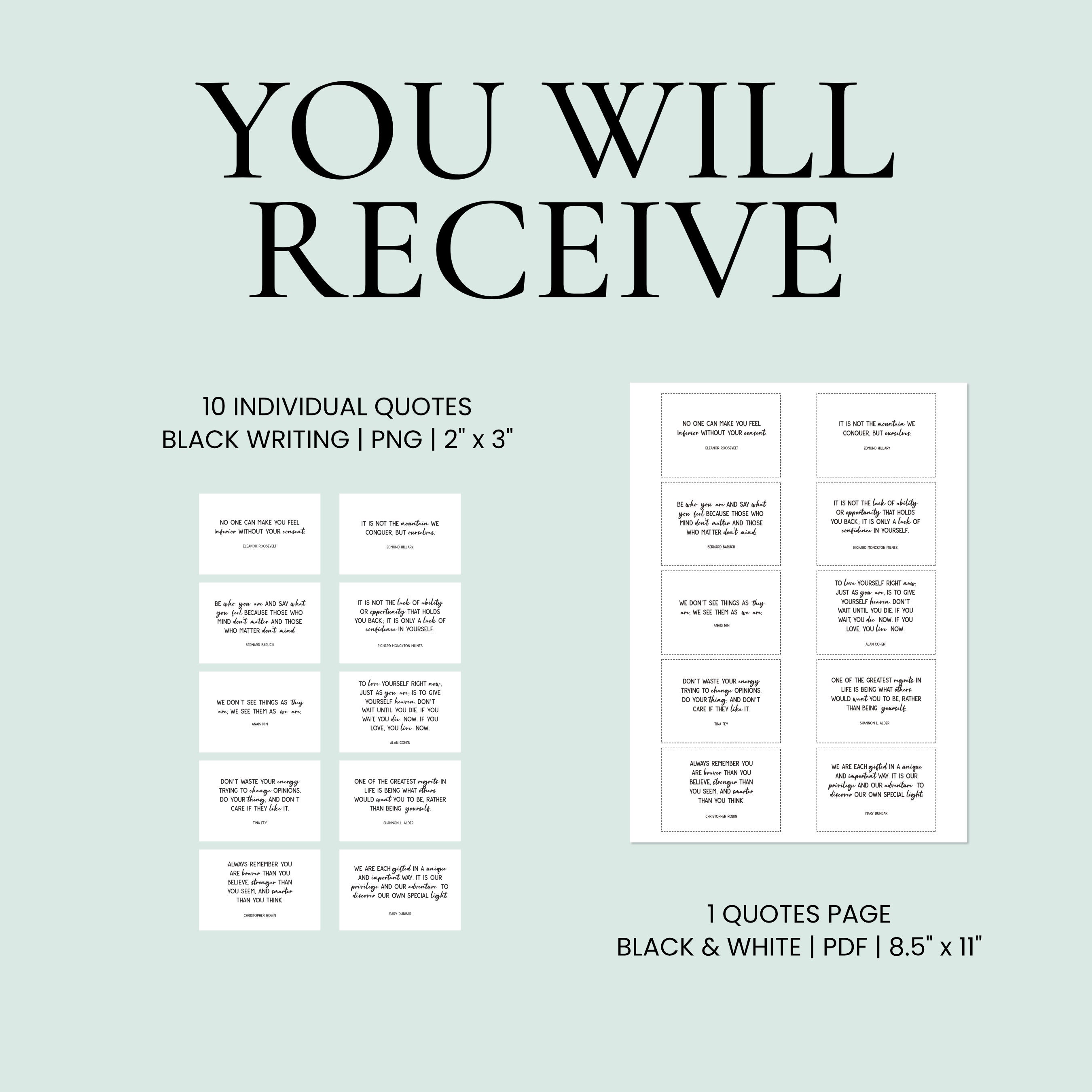 10 Printable Self-esteem Quote Cards DIY Self-empowerment Prints ...