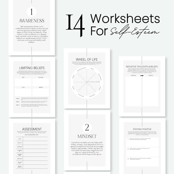 14 Self Esteem Worksheets Worksheets for Adults Building - Etsy Denmark