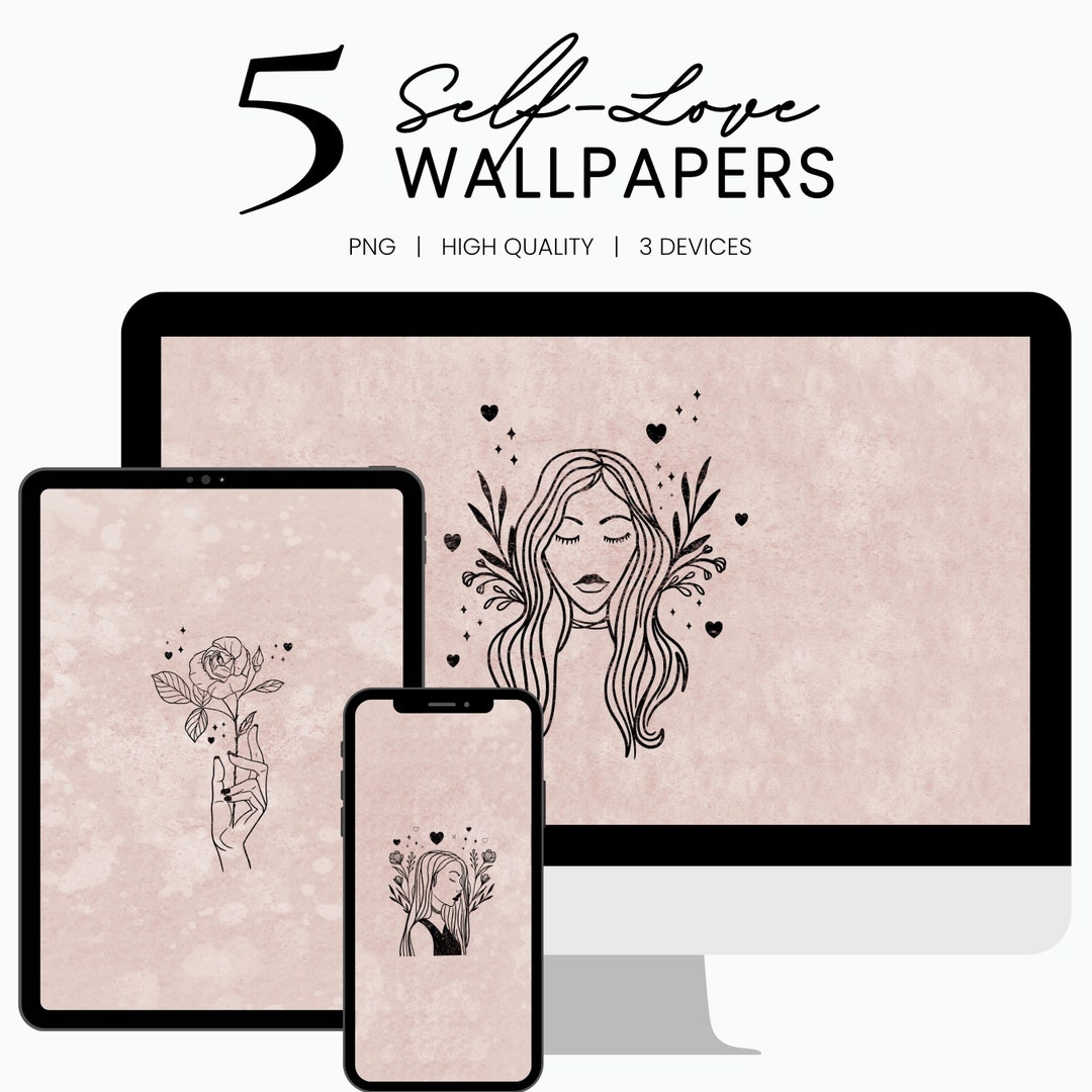 5 Self Love Digital Wallpapers Pink Positivity Wallpapers Etsy