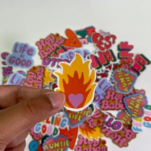 Fire Heart Sticker, Handmade Sticker, Waterproof Sticker, Sticker for Laptops, Stickers for Water Bottles, Water Bottle Decal, Sticker Gifts