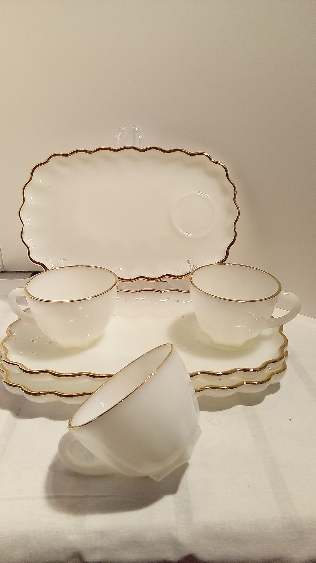 Vintage Milk Glass Tea Set for Tree Etsy