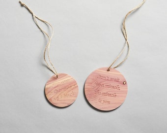 Custom Quote Cedar Closet Fresheners - Aromatic Cedar Discs - Moth Repellent Cedar Closet Blocks