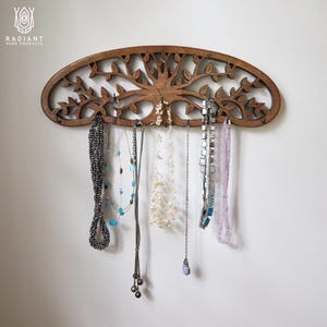 Baum des Lebens Schmuck Aufhänger - Holz Baum Schmuck Halter - Holz Wand Halskette Halter - Baum des Lebens Schmuck Organizer