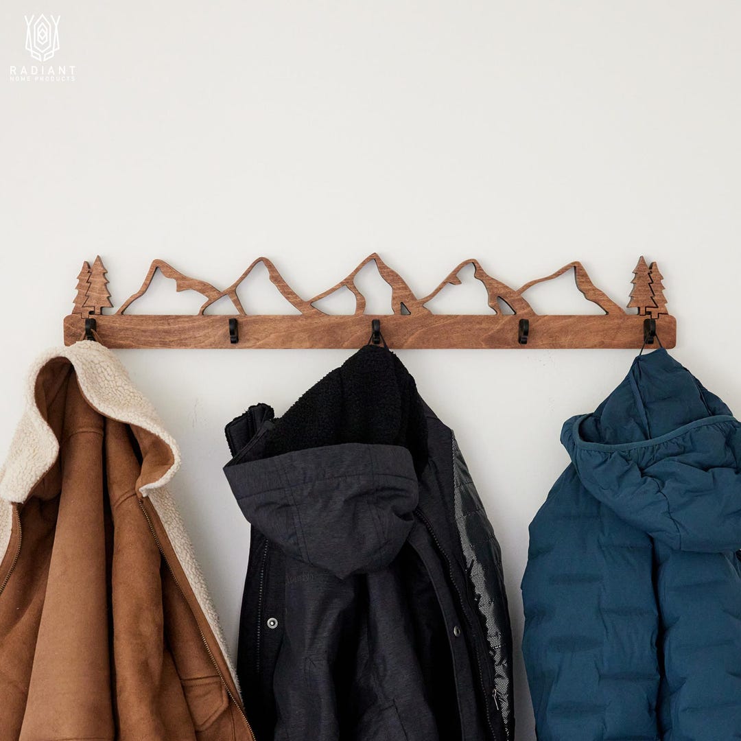 Scenes With Racks Mountain Coat Rack - Mountain Scene Coat Rack - Rustic Mountain Coat ...