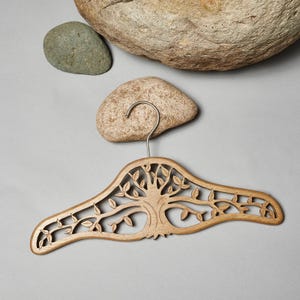 Tree of Life Hanger - Luxury Wood Hanger - with Amethyst, Rose Quartz or Moonstone - Woman's Hanger - Petite Hanger - Wedding Hanger