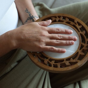 Round Selenite Plate Selenite Cleansing Plate Selenite Tree of Life Plate Selenite Decor Natural Selenite Moroccan Selenite image 7