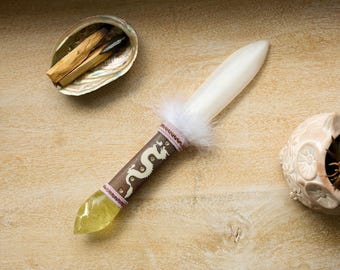 Dragon Selenite Sword - Selenite Athame - Energy Healing Tools - Crystal Healing Tool