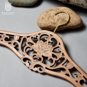 Lotus Hanger - Lotus Designer Wood Hanger - Enlightenment Reminder - Gratitude Object - Rose Quartz - Amethyst - Moonstone - Blue Aventurine