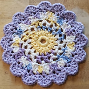 Blue and Yellow Flower dishcloth