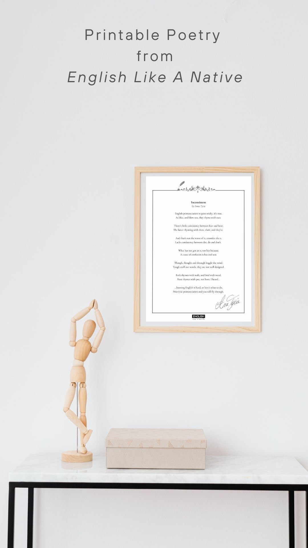 English Pronunciation Poem Digital, Print & Audio, Anna Tyrie, English Learning Printable