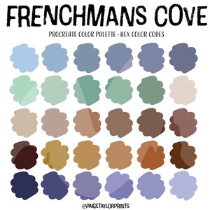 Frenchmans Cove Procreate Color Palette, Colorful Palette, Color Palette, iPad Pro, Procreate, Hex Color Codes