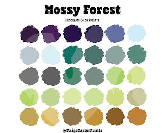 Mossy Forest Procreate Color Palette, Colorful Palette, Color Palette, iPad Pro, Procreate