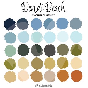 Bondi Beach Procreate Color Palette, Colorful Palette, Color Palette, iPad Pro, Procreate, Hex Color Codes