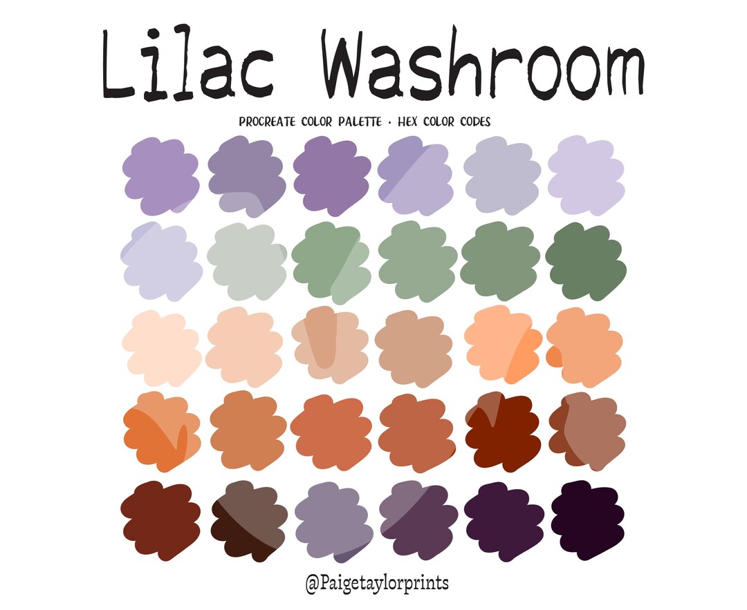 Lilac Washroom Procreate Color Palette, Colorful Palette, Color Palette ...