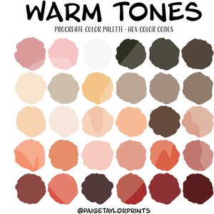 Warm Tones Procreate Color Palette, Colorful Palette, Color Palette, iPad Pro, Procreate, Hex Color Codes