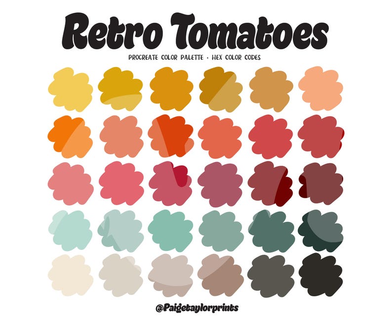 Retro Tomatoes Procreate Color Palette, Colorful Palette, Color Palette ...