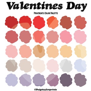 Valentines Day Procreate Color Palette, Colorful Palette, Color Palette, iPad Pro, Procreate, Hex Color Codes
