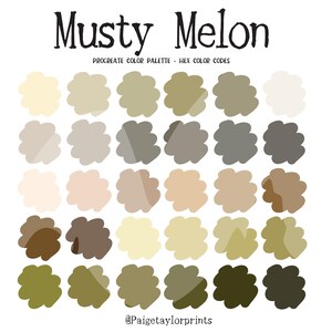 Musty Melon Procreate färgpalett, digital färgprovinspiration