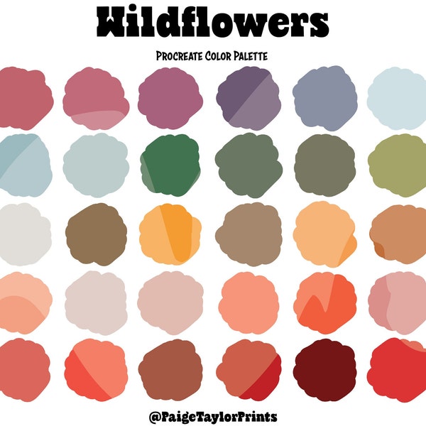 Wildflowers Procreate Color Palette, Colorful Palette, Color Palette, iPad Pro, Procreate