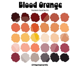 Blood Orange Procreate Color Palette, Colorful Palette, Color Palette, iPad Pro, Procreate, Hex Color Codes, Digital Art